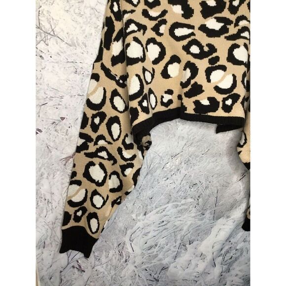 NAA NAA Women’s Oversized Sweater Pullover Crop Leopard/Animal Print Size S/M - Picture 8 of 12